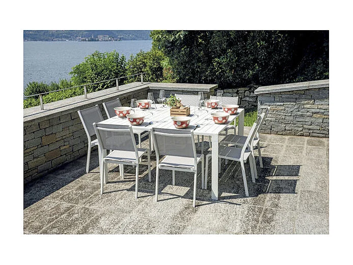 Tavolo Giacinto 100/150X150 Alluminio Bianco - Gambe Scorrevoli Moia
