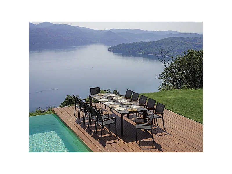 Tavolo Nettuno Allungabile 200/300 X 100 Cm - Allungo Con Gambe Scorrevoli - Antracite Moia