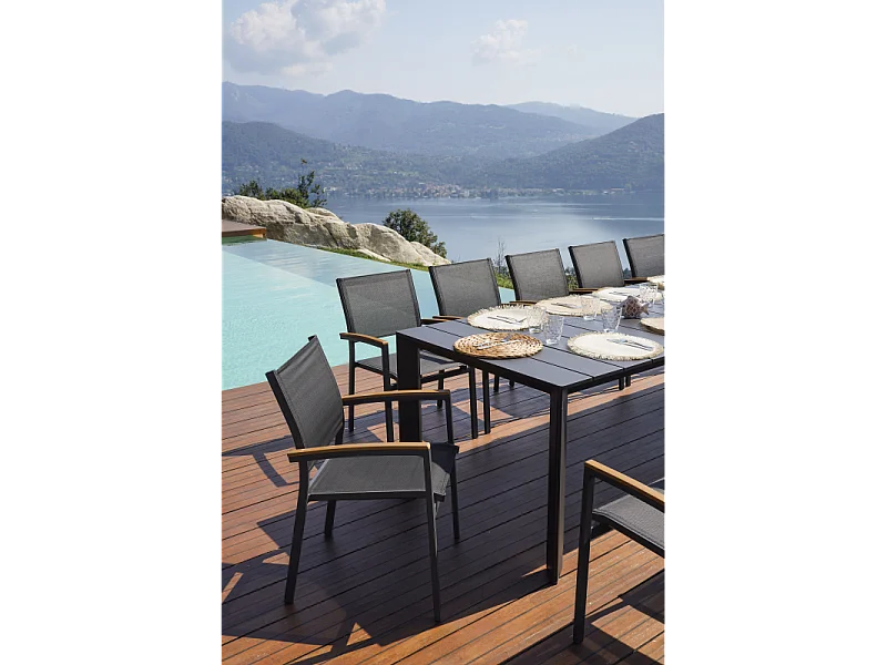 Tavolo Nettuno Allungabile 200/300 X 100 Cm - Allungo Con Gambe Scorrevoli - Antracite Moia