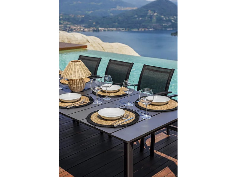 Tavolo Anzio Allungabile 165/250 X 90 Cm - Allungo Con Gambe Scorrevoli - Antracite Moia