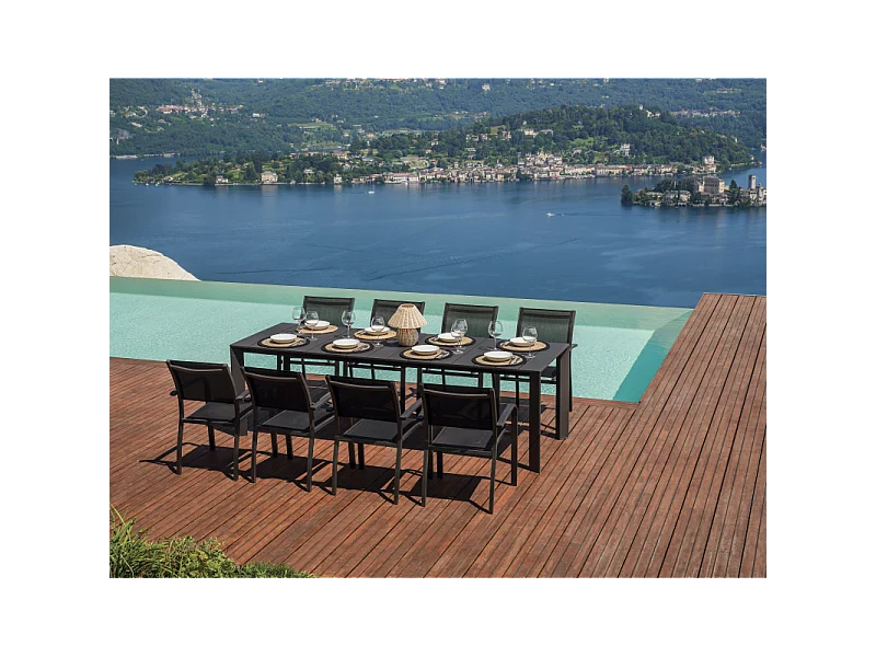 Tavolo Anzio Allungabile 165/250 X 90 Cm - Allungo Con Gambe Scorrevoli - Antracite Moia