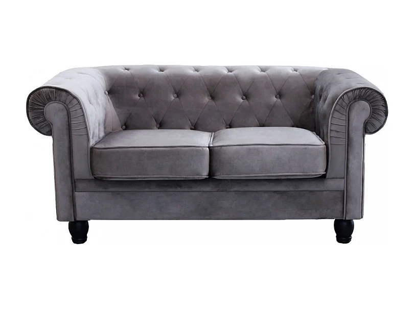 DIVANO 2 POSTI CHESTERFIELD IN VELLUTO TAUPE