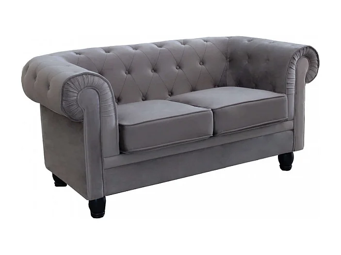 DIVANO 2 POSTI CHESTERFIELD IN VELLUTO TAUPE