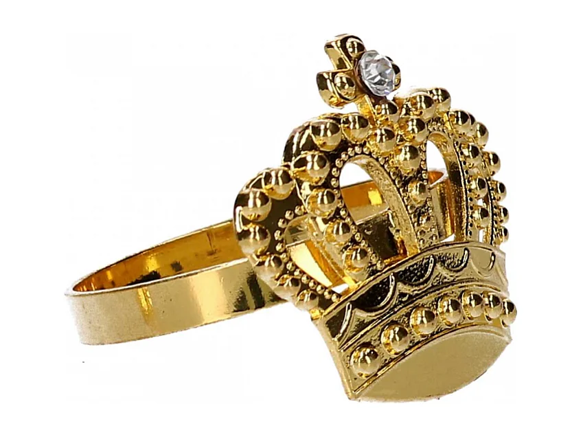 Portatovaglioli metallo confezione 6pz corona oro cm 16x11,5h4,5