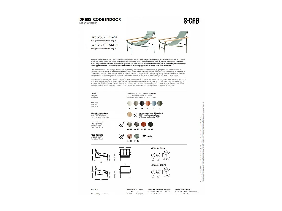 SEDUTA DRESS CODE SMART PER INDOOR MADE IN ITALY SCAB DESIGN