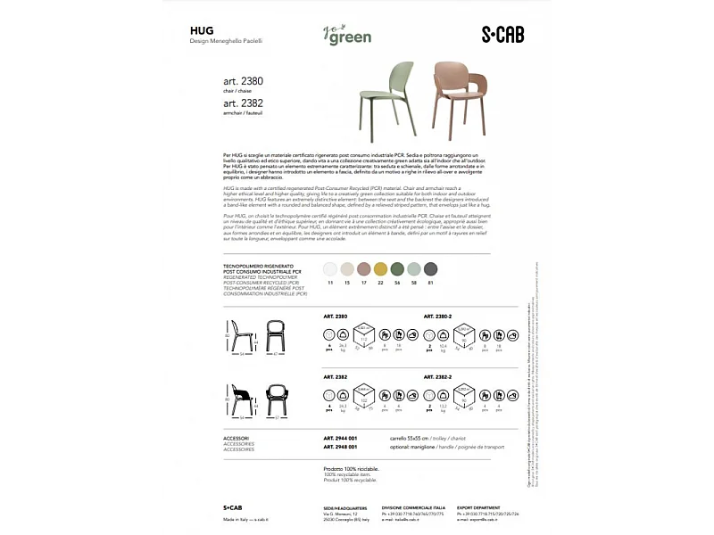 SET 4 POLTRONE HUG TECNOPOLIMERO DA POST CONSUMO INDUSTRIALE SCAB DESIGN - Antracite 81