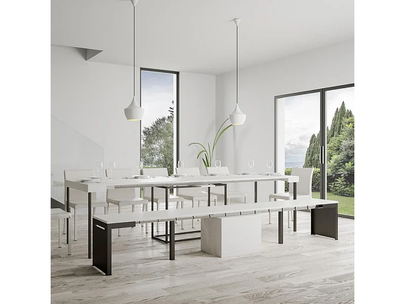 Panca allungabile 55x40/305 cm Walk telaio Ral - Cemento