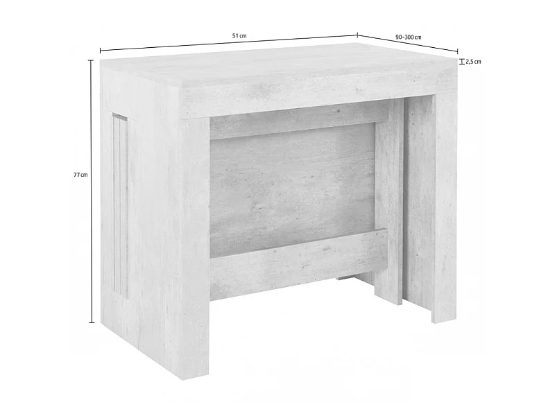 Console Estendibile Pratika – 52cm fino a 3 metri – Larice Bianco