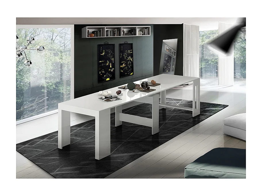 Console Estendibile Pratika – 52cm fino a 3 metri – Bianco Lucido