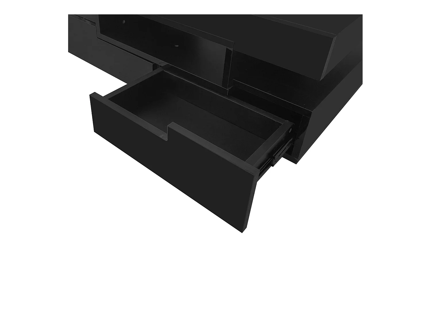 Table Basse Moderne LED Blanc, Meuble de  Salon Table Basse Coffre avec Quatre tiroirs, noir