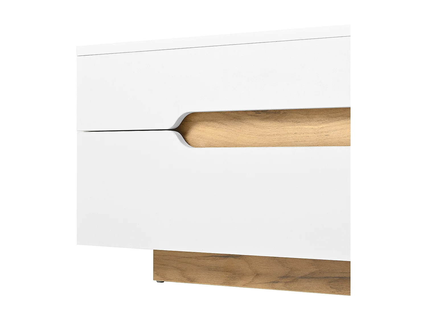 Table basse extensible avec espace de rangement intégré et tiroirs, Blanc + Couleur Bois