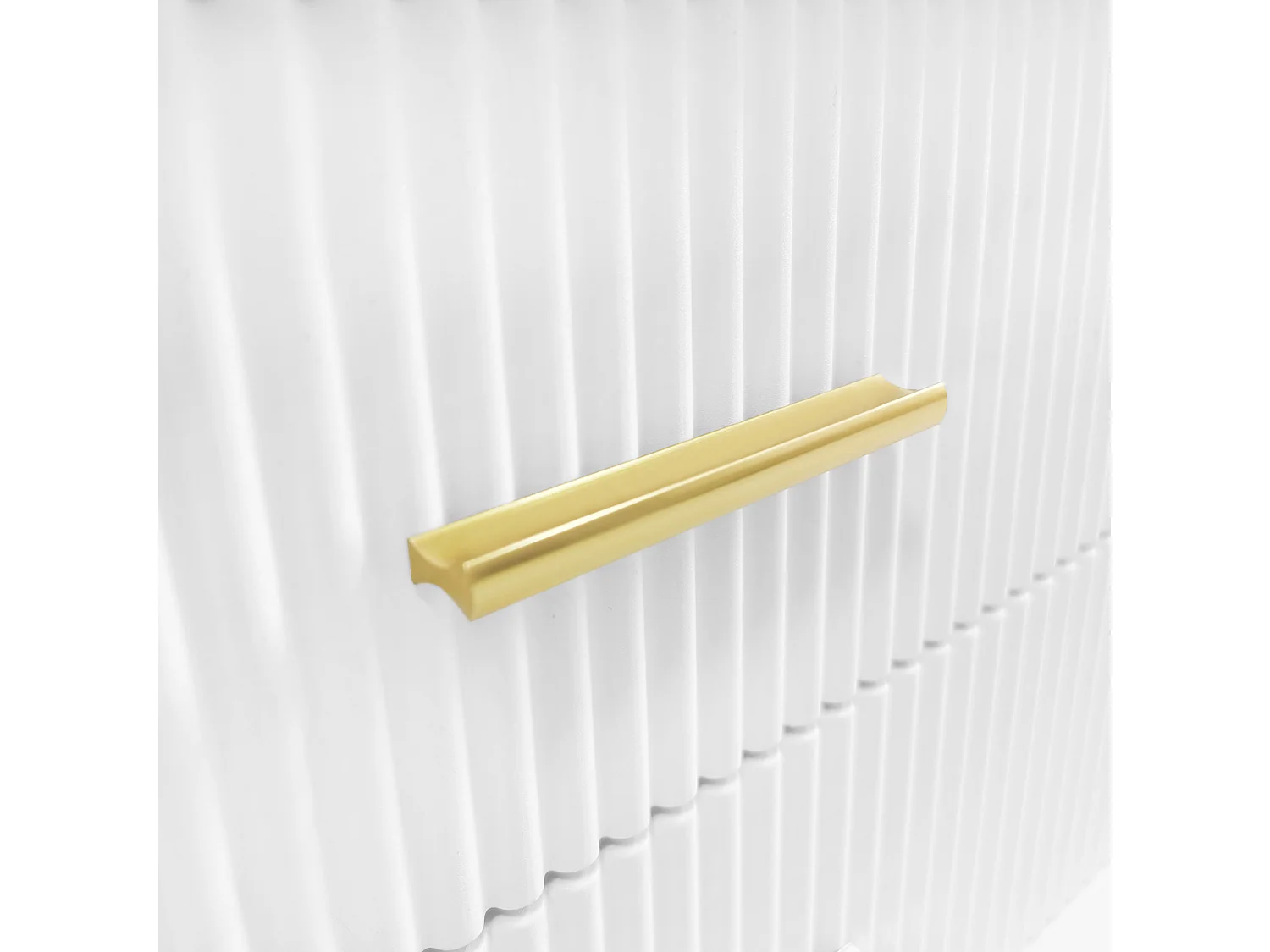 Table basse marbrée blanche - Buffet avec deux tiroirs et un compartiment de rangement  avec LED