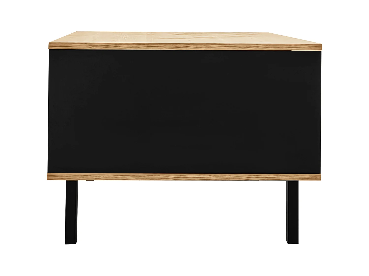 Table basse, buffet, commode avec bois et design noir, table de salon avec tiroirs, table d'appoint