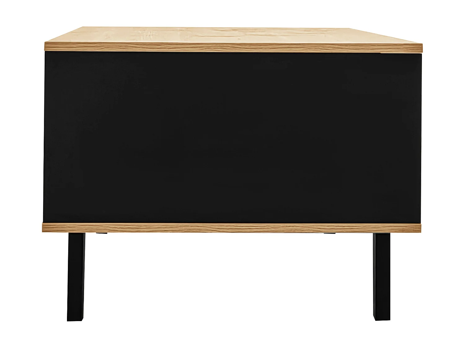 Table basse, buffet, commode avec bois et design noir, table de salon avec tiroirs, table d'appoint