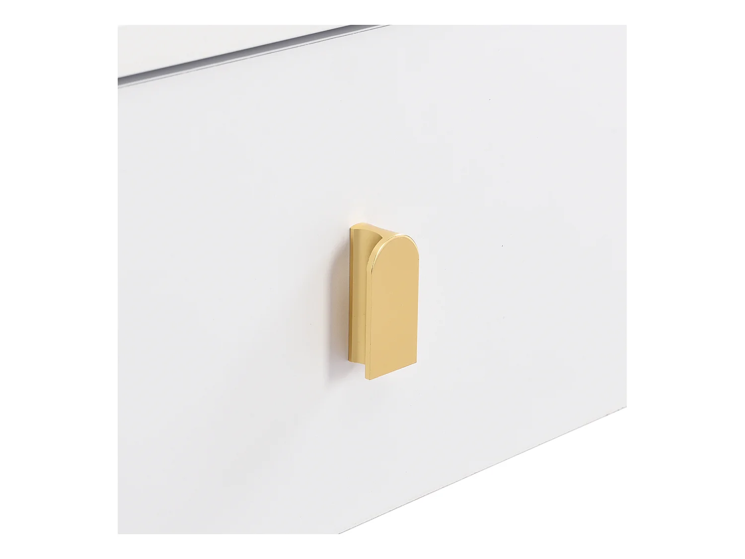 Mesa auxiliar para sala de estar con 2 cajones, diseño curvo anticolisión, color blanco