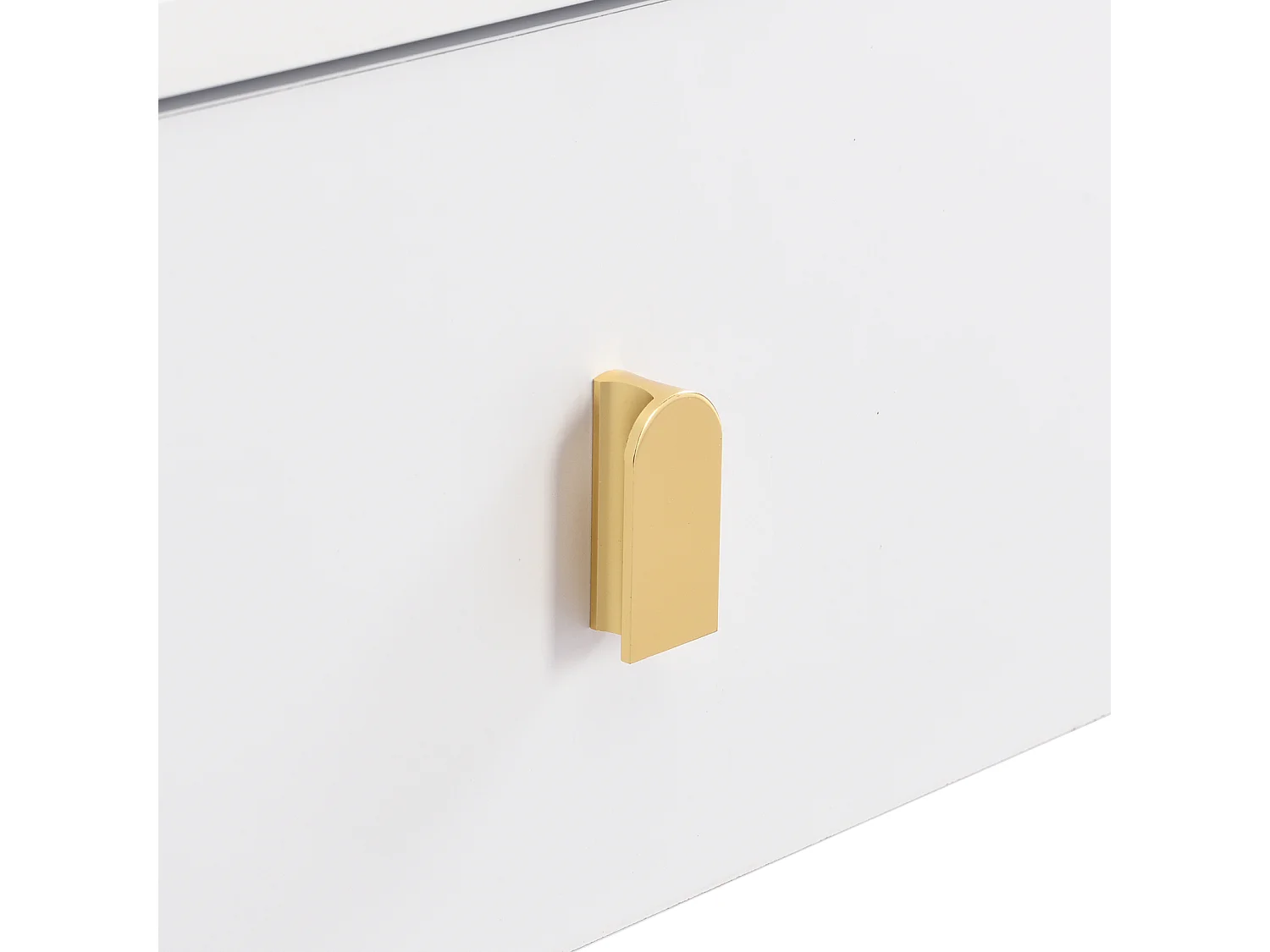 Mesa auxiliar para sala de estar con 2 cajones, diseño curvo anticolisión, color blanco