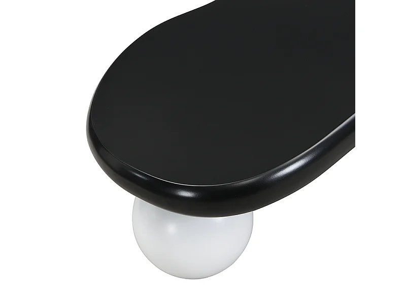 Mesa de centro de design em formato de nuvem com iluminação LED, formato original, tampo iluminado em estilo nuvem, preto e branco.