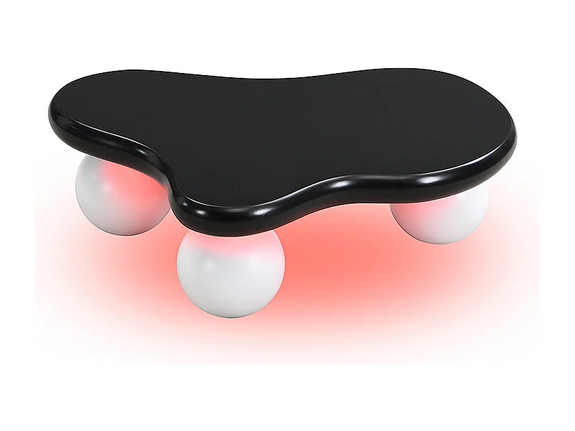Mesa de centro de design em formato de nuvem com iluminação LED, formato original, tampo iluminado em estilo nuvem, preto e branco.