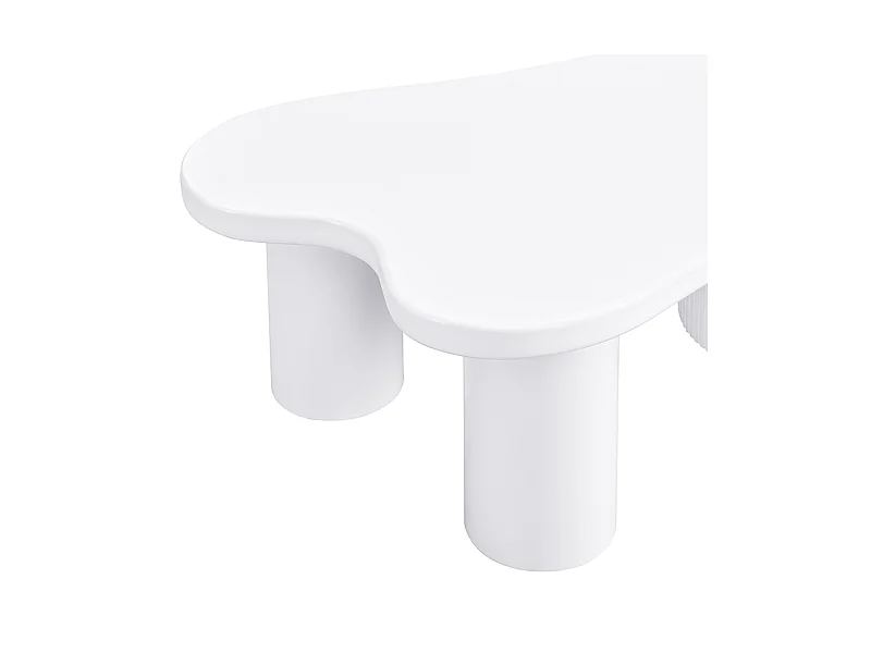 Table Basse asymétrique, Coffee Table, élégante et Robuste, avec Espace de Rangement, Blanc