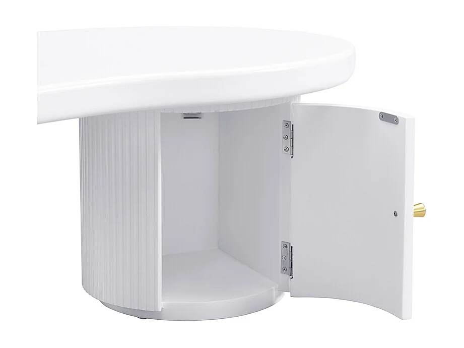 Table Basse asymétrique, Coffee Table, élégante et Robuste, avec Espace de Rangement, Blanc