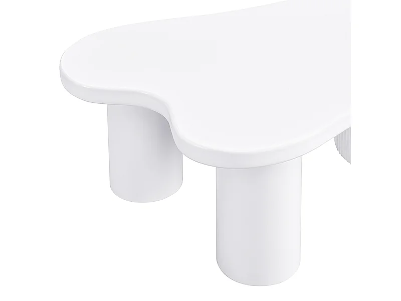 Table Basse asymétrique, Coffee Table, élégante et Robuste, avec Espace de Rangement, Blanc