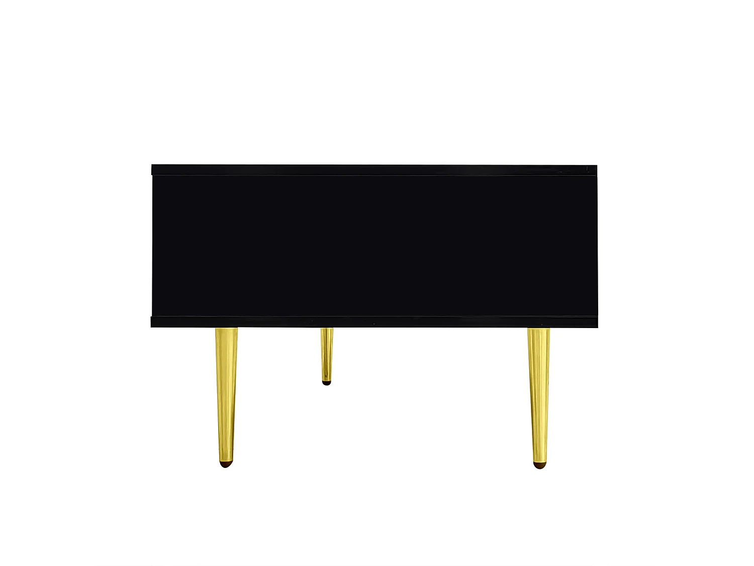 Table Basse Rectangulaire, avec 2 Tiroirs, Table Basse en Bois avec des Lignes Dorées, Noir