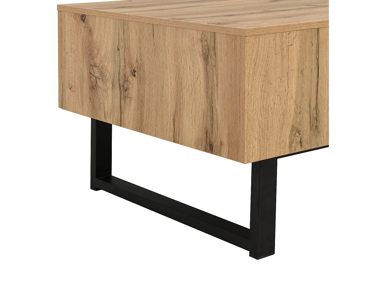 Mesa de centro multifuncional moderna con almacenamiento oculto, soporte de madera y metal, color negro
