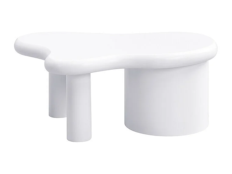 Table Basse Moderne Blanche au Design asymétrique avec 2 tiroirs de Rangement