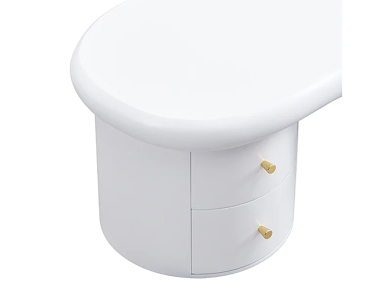 Table Basse Moderne Blanche au Design asymétrique avec 2 tiroirs de Rangement