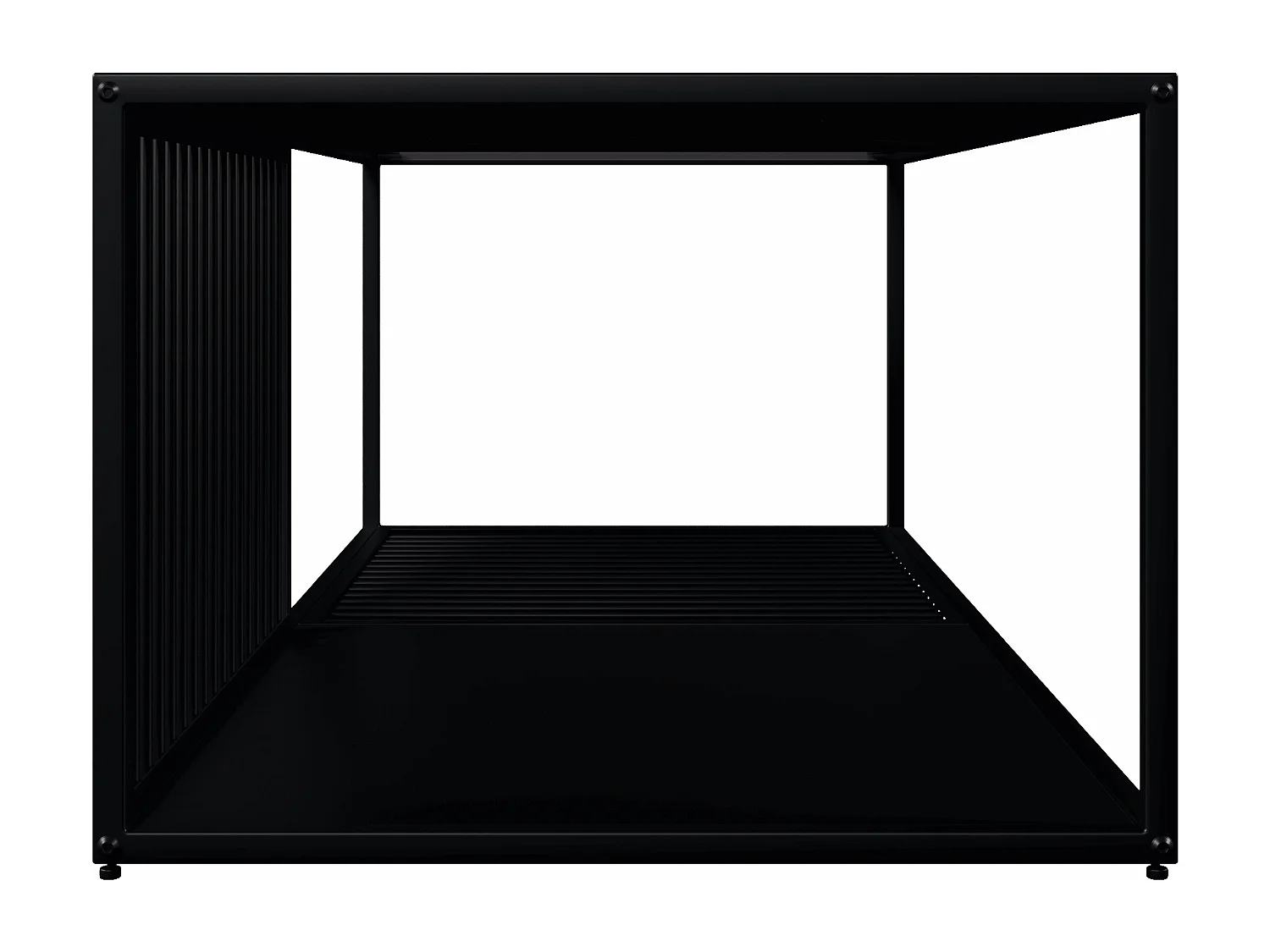 Table Basse, Table Basse en Fer forgé avec Verre, Grand Espace de Rangement, marbre noir