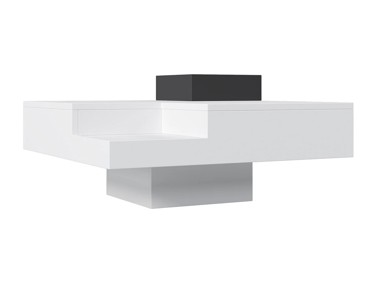 Table Basse Carrée Moderne Design avec Boîte de Rangement Amovible, Table d'appoint blanc&noir