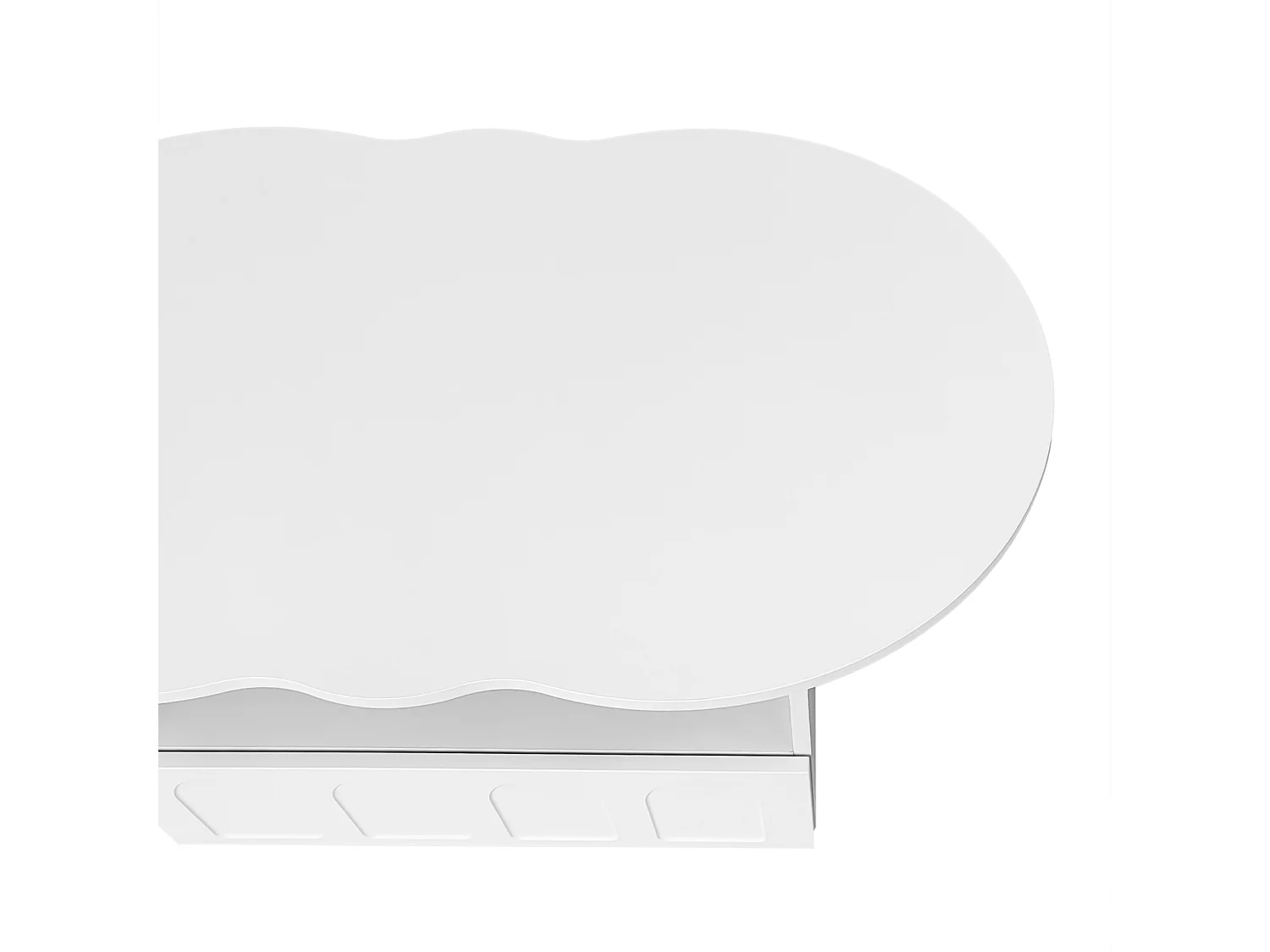 Table de salon avec tiroirs et compartiments de rangement, en forme de nuage, blanche