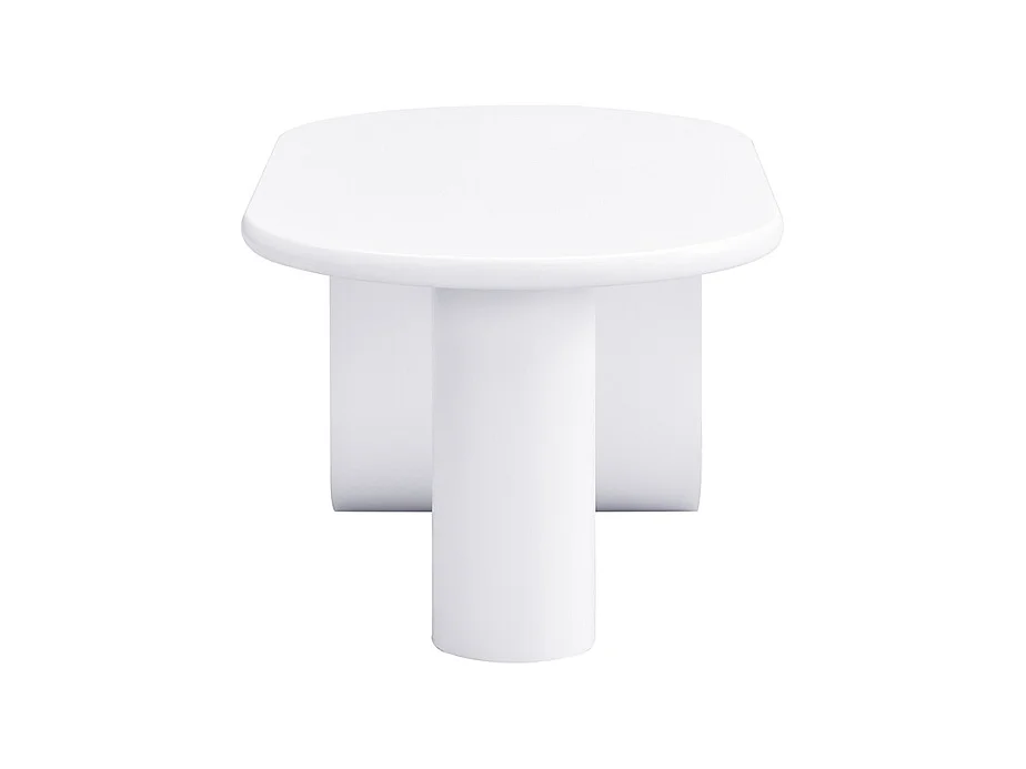 Table Basse Ovale Moderne en Blanc, avec Un Design Simple, des Pieds Solides en Forme de U