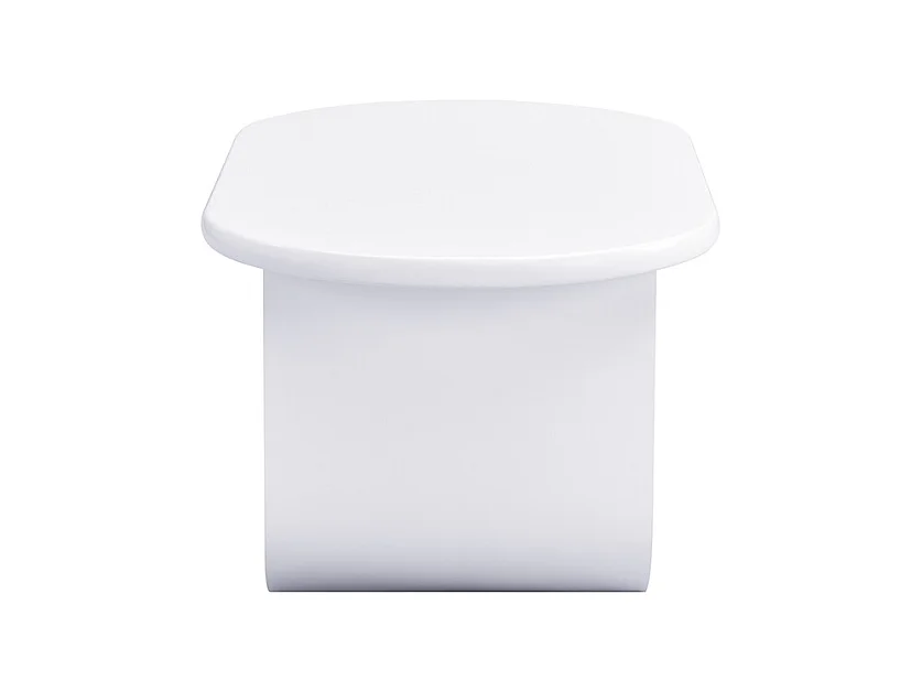 Table Basse Ovale Moderne en Blanc, avec Un Design Simple, des Pieds Solides en Forme de U