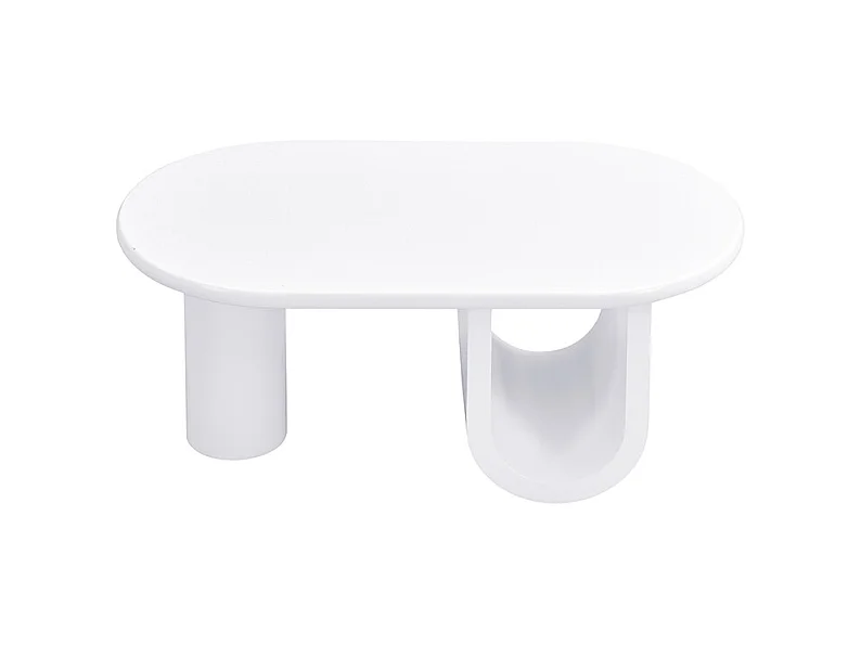 Table Basse Ovale Moderne en Blanc, avec Un Design Simple, des Pieds Solides en Forme de U