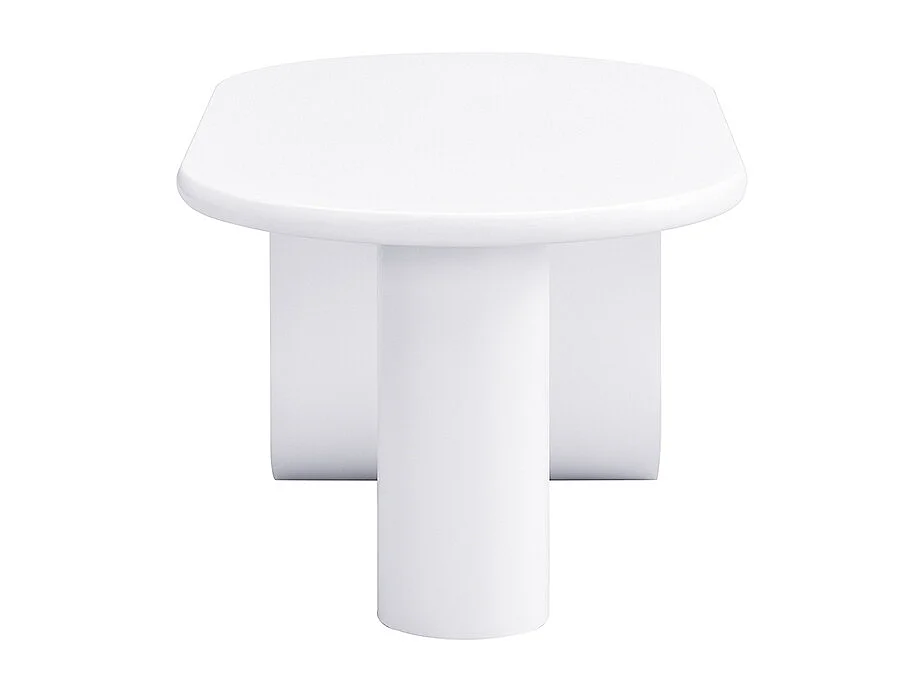 Table Basse Ovale Moderne en Blanc, avec Un Design Simple, des Pieds Solides en Forme de U