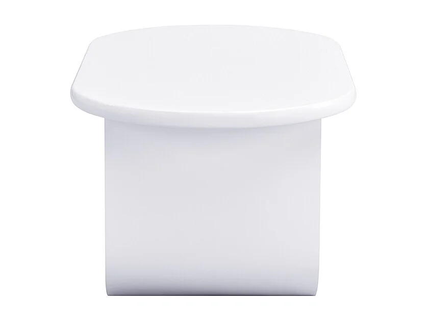 Table Basse Ovale Moderne en Blanc, avec Un Design Simple, des Pieds Solides en Forme de U
