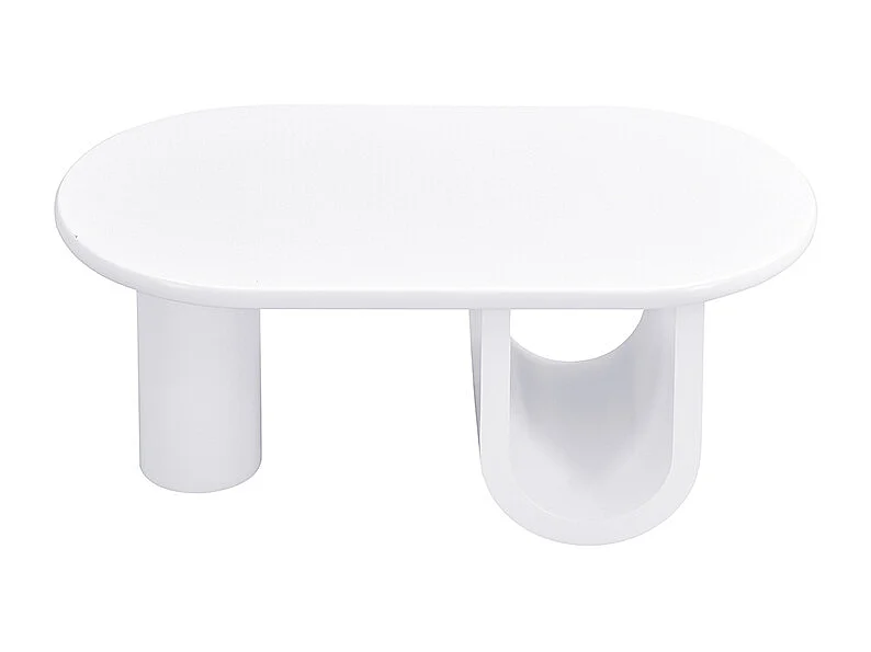 Table Basse Ovale Moderne en Blanc, avec Un Design Simple, des Pieds Solides en Forme de U