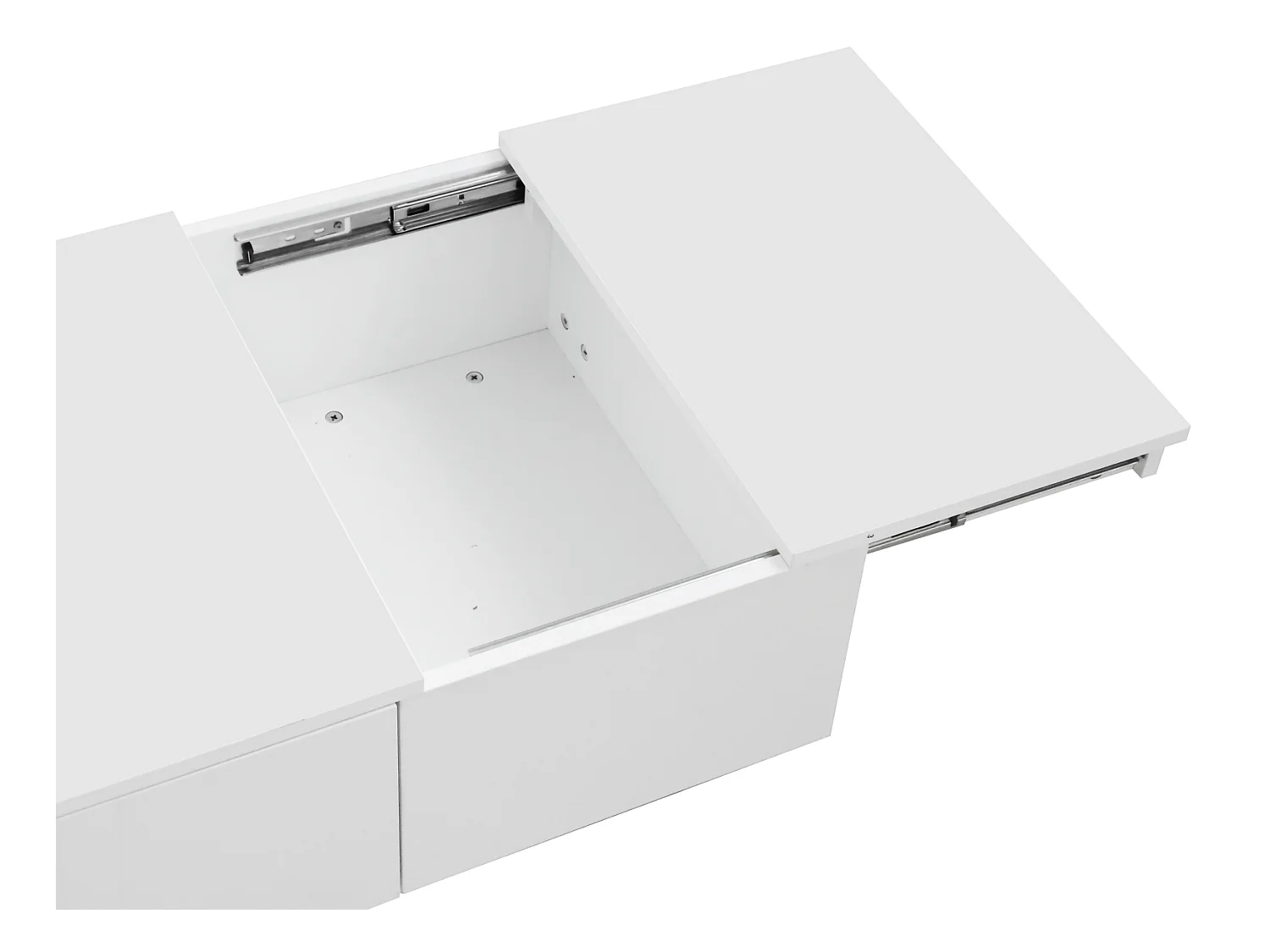 Table basse haute brillance avec 2 tiroirs de rangement, table basse moderne et extensible, blanc