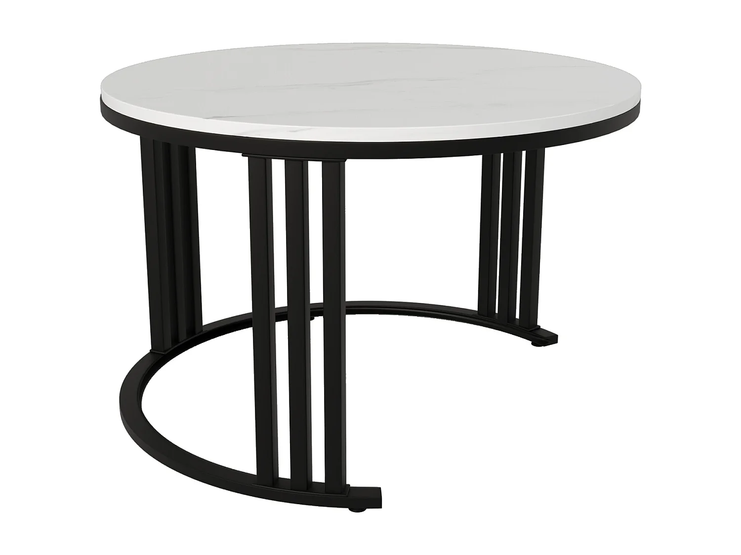 Juego de 2 mesas de centro redondas modernas con chapa de mármol brillante y 2 cajones, color gris