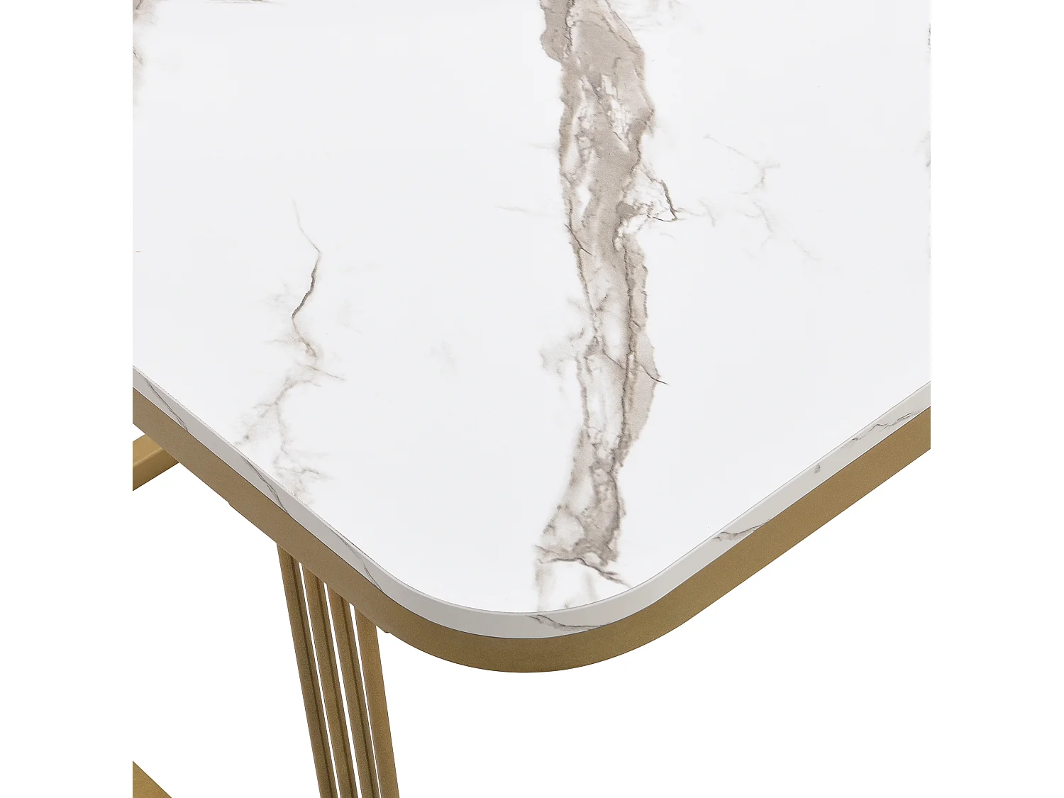 Set van 2 in elkaar passende salontafels, marmeren salontafel met glazen blad en lade, wit