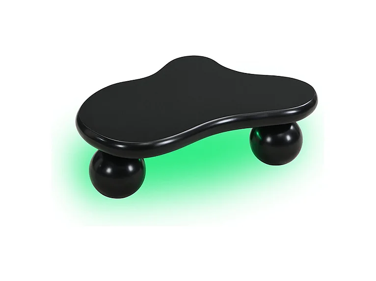 Table Basse Design Nuage avec LED, Forme Originale, Plateau Style Cloud Lumineux, Noir+ Blanc