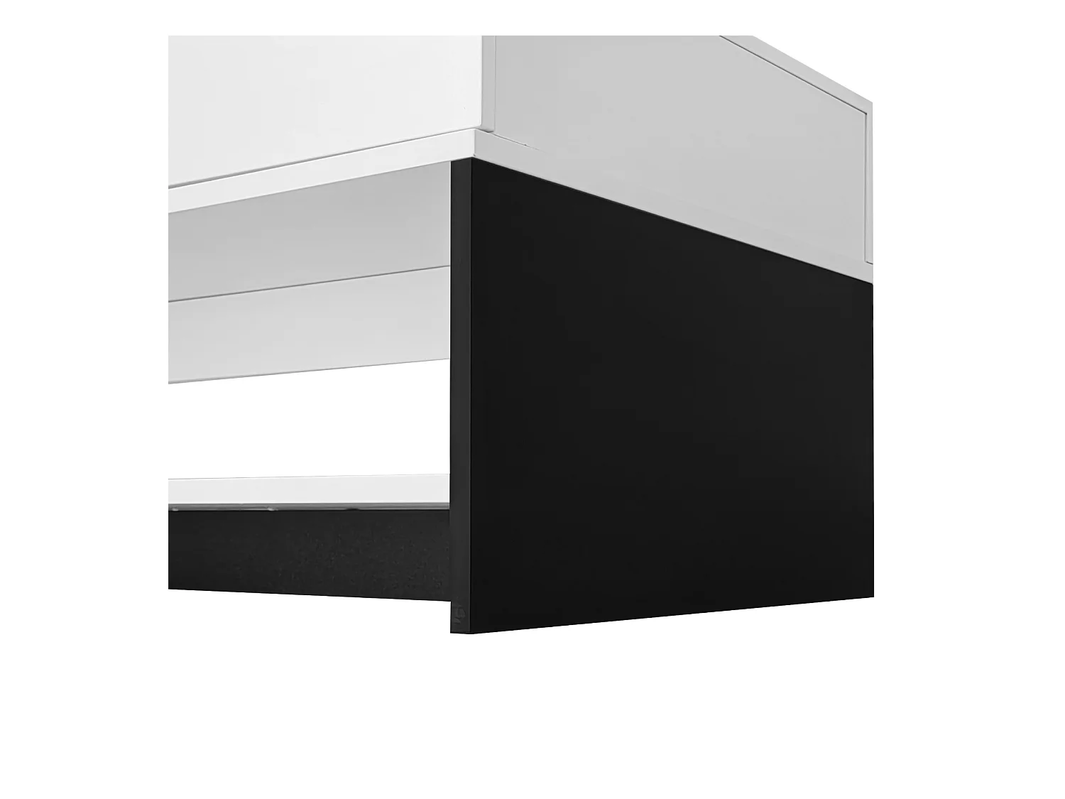 Table Basse Moderne avec 2 Tiroirs, Table de Salon Design Blanc et Noir, Table Basse en Bois