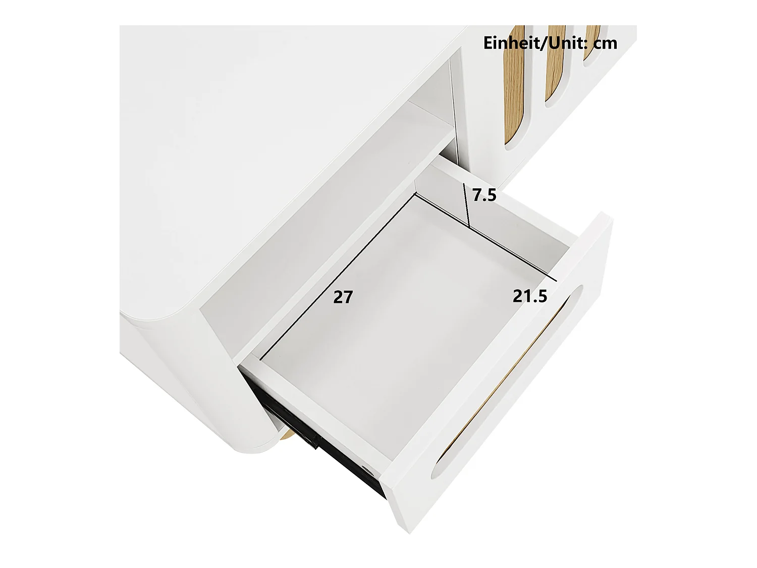 Table Basse contemporaine - avec 4 Portes, 2 tiroirs et Compartiment Ouvert, LED - blanc