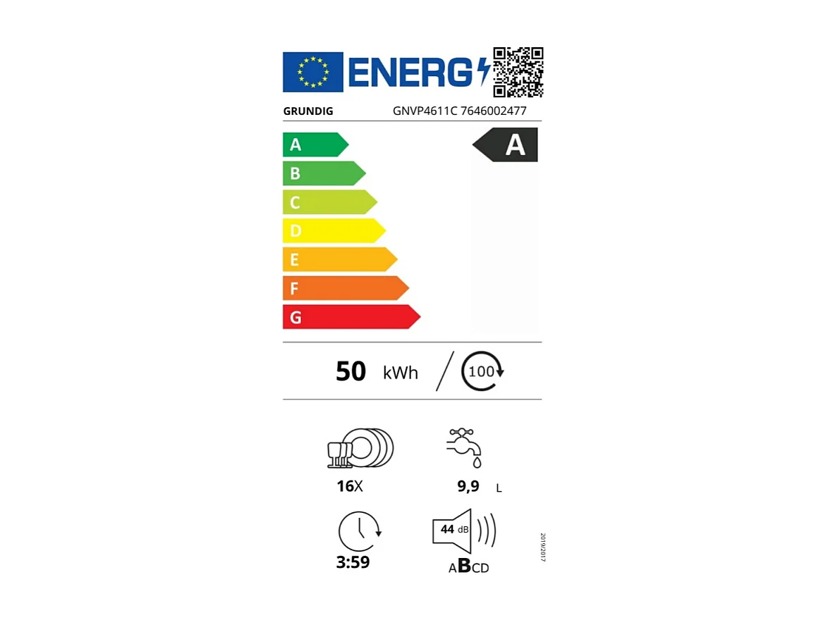 Lavastoviglie ad incasso Grundig GNVP4611C a scomparsa totale 16 coperti, classe A