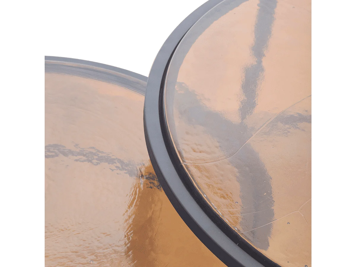 Nesttafeltjes van gerookt glas en zwart metaal D86 cm - IGLOO
