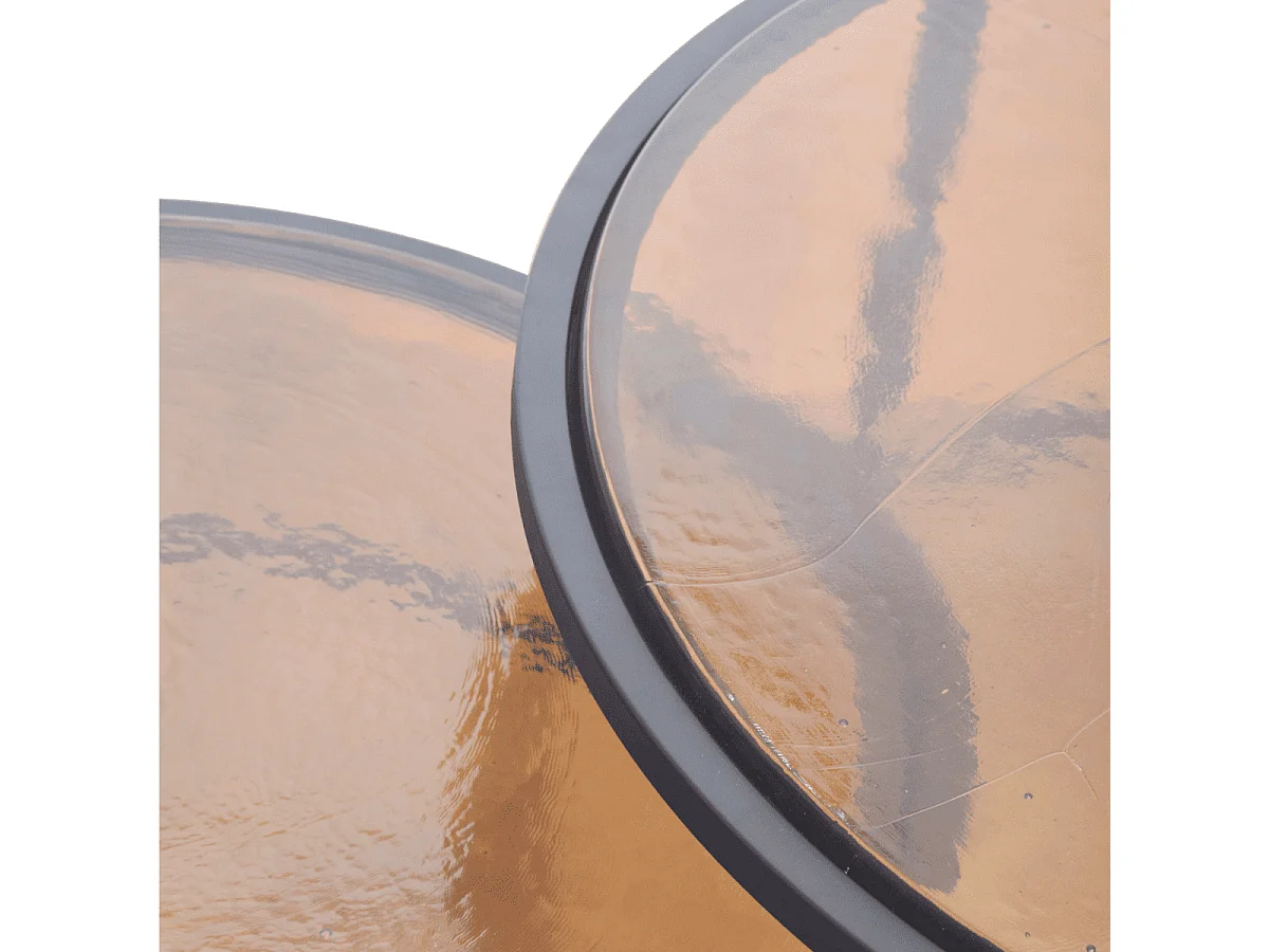 Tables basses gigognes en verre fumé et métal D86 cm IGLOO