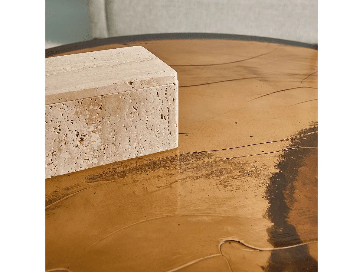 Tables basses gigognes en verre fumé et métal D86 cm IGLOO