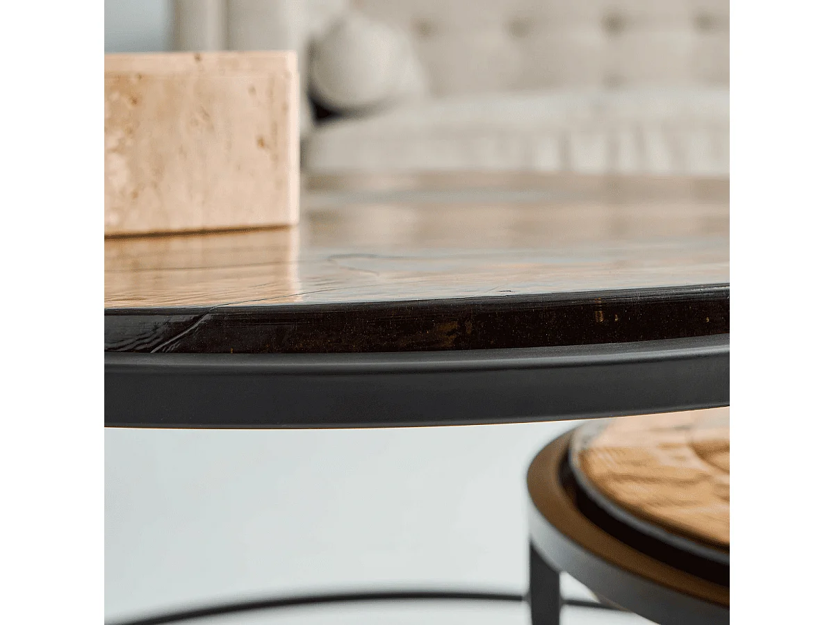 Tables basses gigognes en verre fumé et métal D86 cm IGLOO