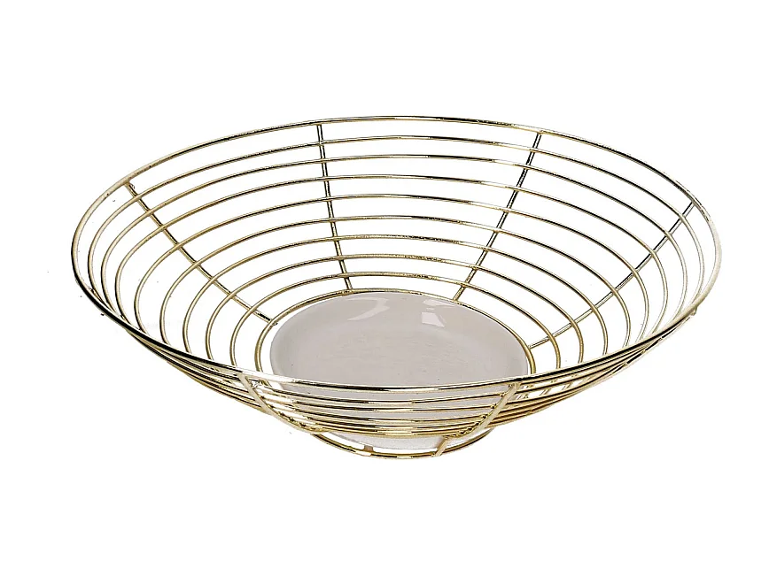 Centrotavola metallo oro ovale cm 28,5x24,3h8,5